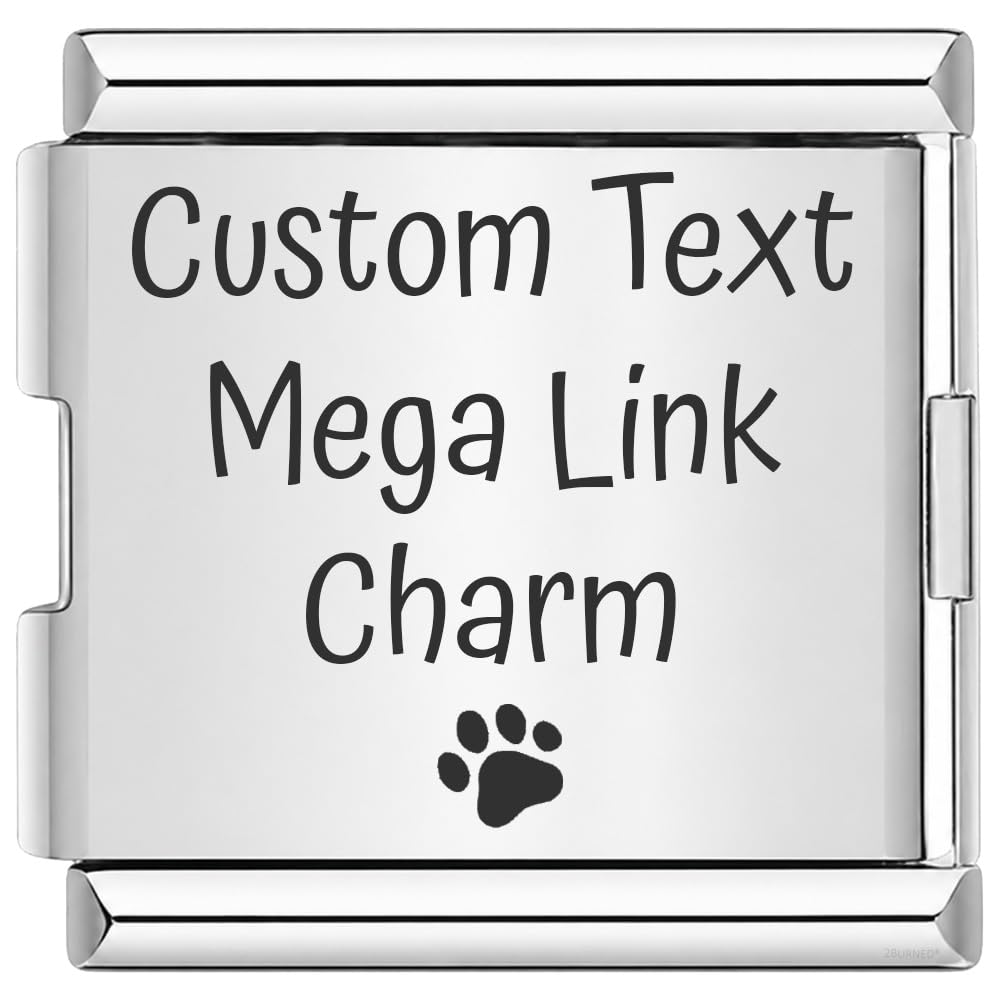 Personalised Custom Engraved Italian Charm Fits All 9mm Bracelet Links (Mega Link 18mm Paw)