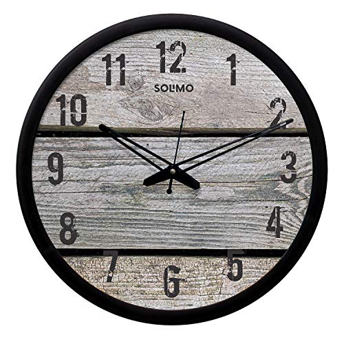 Image of Amazon Brand - Solimo 12-inch Wall Clock - Designer (Silent Movement, Black Frame)