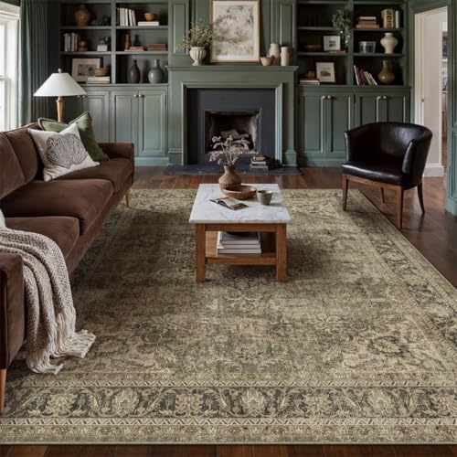12x15 Brown Area Rug Vintage Living Room Bedroom Washable Carpet ...