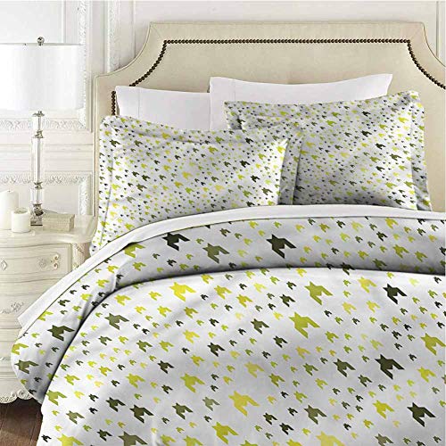 Mannwarehouse Set copripiumino oversize da 3 pezzi (1 copripiumino + 2 federe per cuscini) con motivo a denti di segugi, non scolorisce, antimacchia, regina 228,6 x 228,6 cm