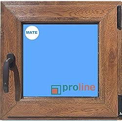 Ventana PVC 500x500 color madera (Roble Dorado) Oscilobatiente Derecha Climalit Mate Carglass
