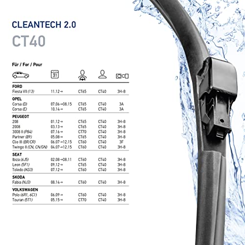 Image of HELLA 358054161 CLEANTECH Wiper Blade, 16 inch, Single, 1 Pack