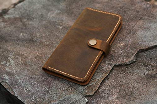 Personalized leather Wristlet wallet case for iPhone 16 15 14 Pro Max/distressed leather wallet cover Compatible with iPhone 16 15 14 Plus IP05MW-B4