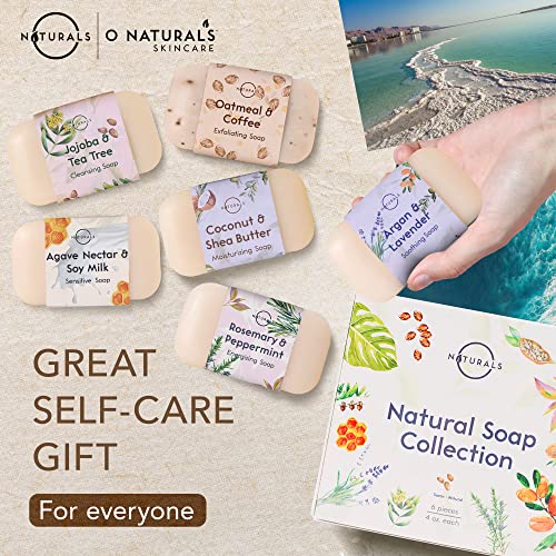 O Naturals 6 sztuk stałych żelów pod prysznic, kosmetyków naturalnych, wegańskie, nawilżające mydło do mycia ciała, batonik mydlany, terapeutyczne, olejki eteryczne, twarz, ciało i dłonie, 678 g, zestaw prezentowy na Dzień Matki