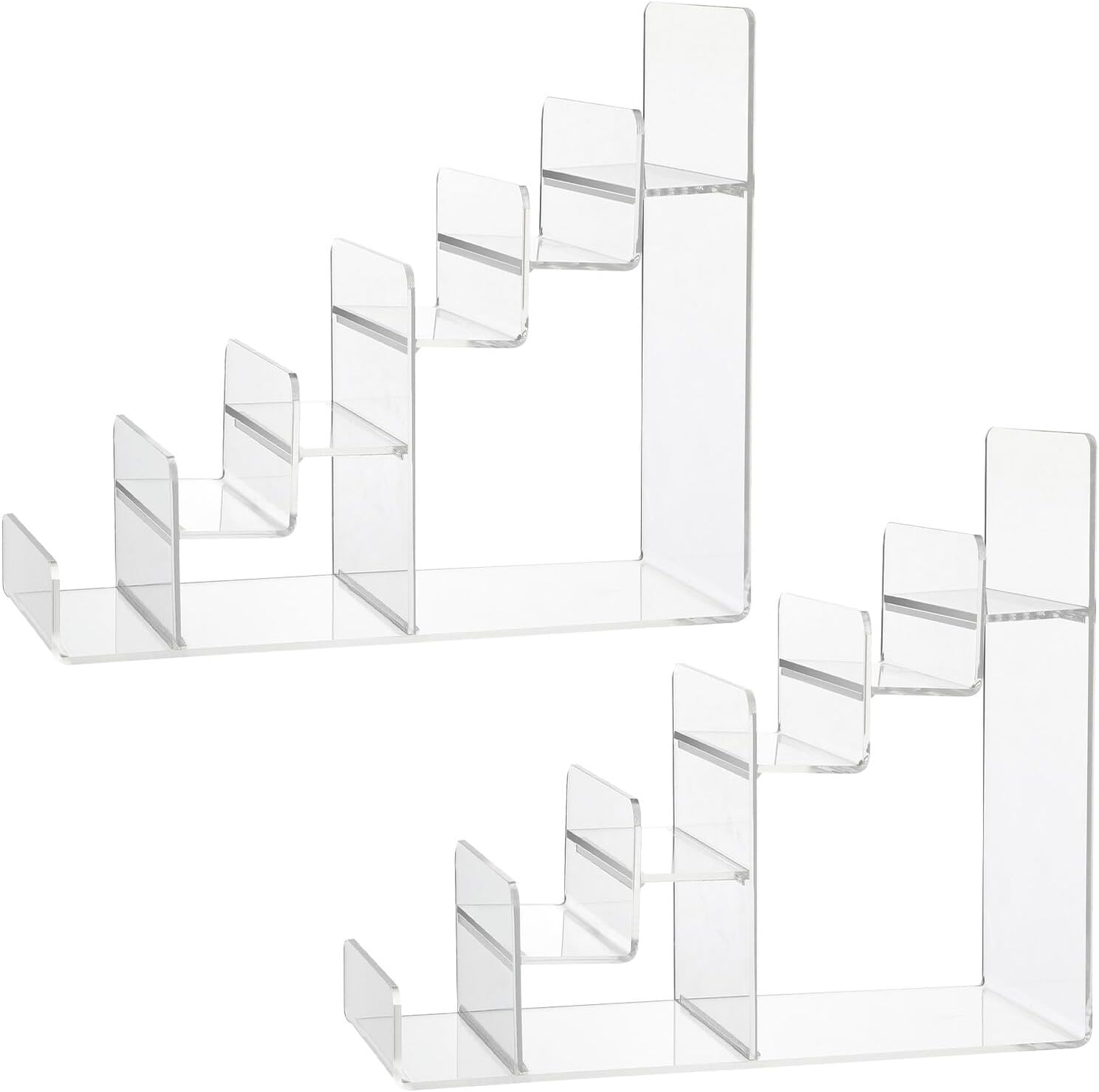 Garneck 2pcs Clear Acrylic Wallet Display Stand Transparent Purse Holder Organizer Rack for Sunglasses Jewelry Cosmetics Space-Saving Layered Display Shelf for Retail Store Counter