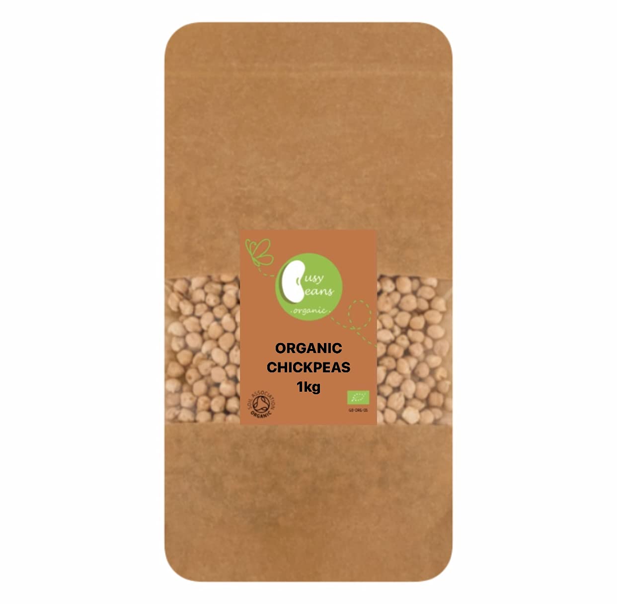 Organic Chickpeas - Certified Organic - by Busy Beans Organic (1kg)Soil AssociationSoil AssociationSoil Association