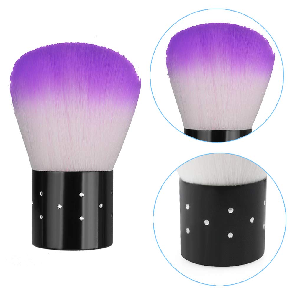 4 pezzi di spazzole per unghie Kabuki per rimuovere la polvere da manicure, polvere per unghie morbida Rosa e viola, fibra artificiale