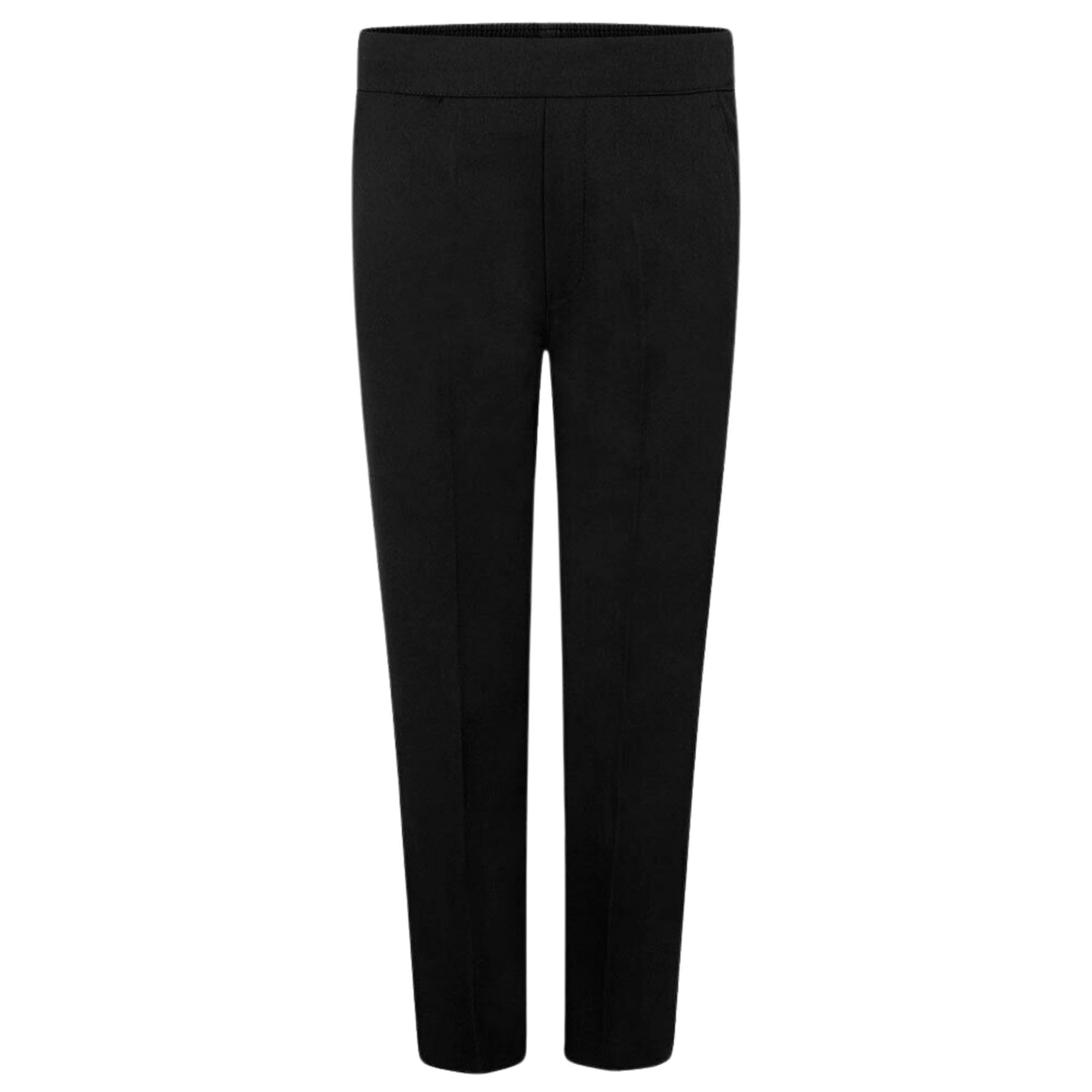 Pantaloni da scuola per ragazzi, pantaloni semi-elastici in vita con due tasche laterali, comodi pantaloni per uniforme scolastica a tinta unita, età 2-13 anni