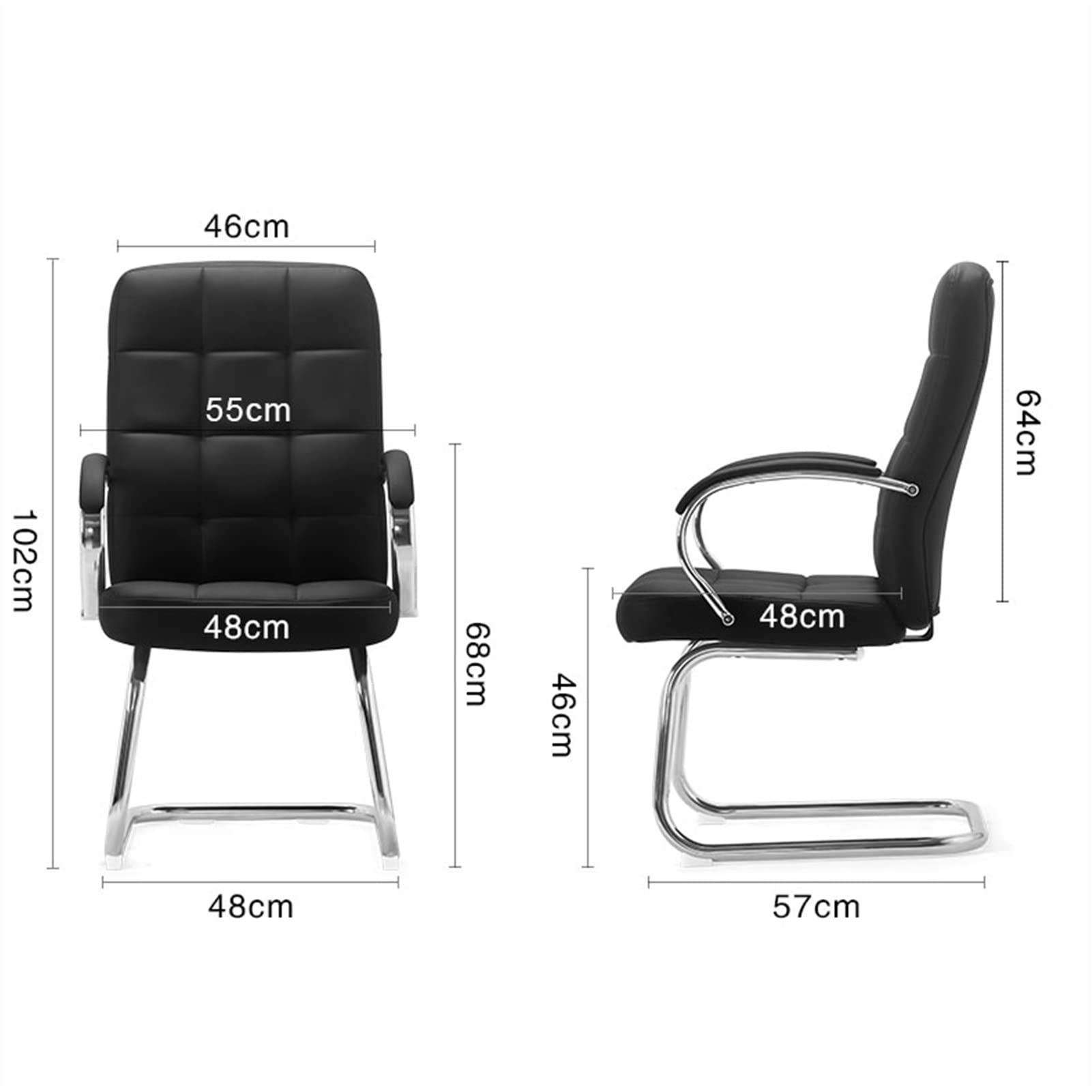 Chaises de bureau Chaise latérale exécutive PROFESSIONNEL HAUT DOS HAUT ET RADÉ ECO SIEM EN CUIR, ARMES FORMES ET SUPPORT LUBRAIN TRANSFORME VISITEUR Visiteurs Fauteuil de Bureau ( Color : Noir )