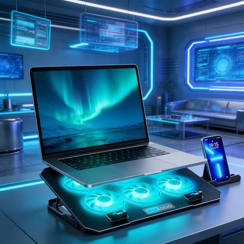 Ventilador silencioso para laptop con 6 ventiladores y luz LED miniatura 2