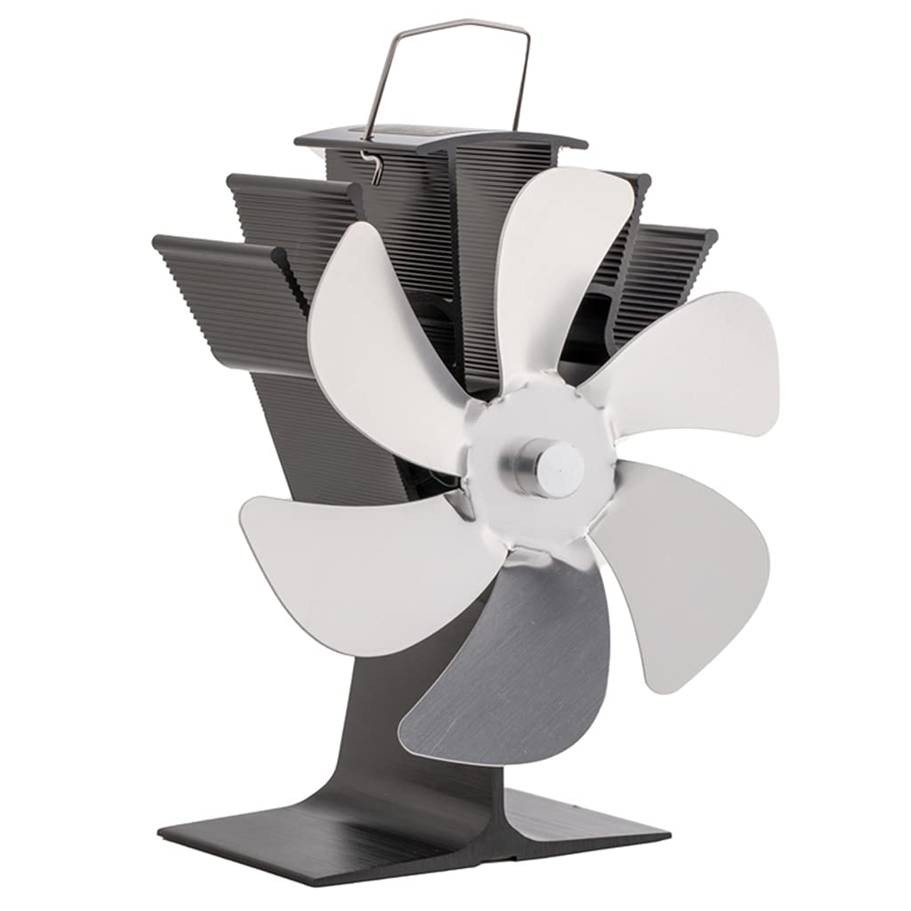 Ventilador de 6 hojas con detección automática, ventilador silencioso de extracción de humos, más grande para su hogar, familia, ventilador de estufa accionado por calor para estufa de leña