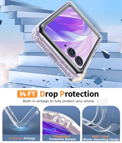 Image of FNTCASE for Motorola Razr 2026 /2025 Case: for Moto Razr 2024 Case with Hinge Protection & Screen Protector Magnetic Clear Cases Anti Yellowing Shockproof Protective Transparent Cell Phone Cover