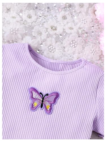 SHENHE Girl's Knitted Mini Dress Casual Short Sleeve Butterfly A Line Bodycon Pencil Dress4
