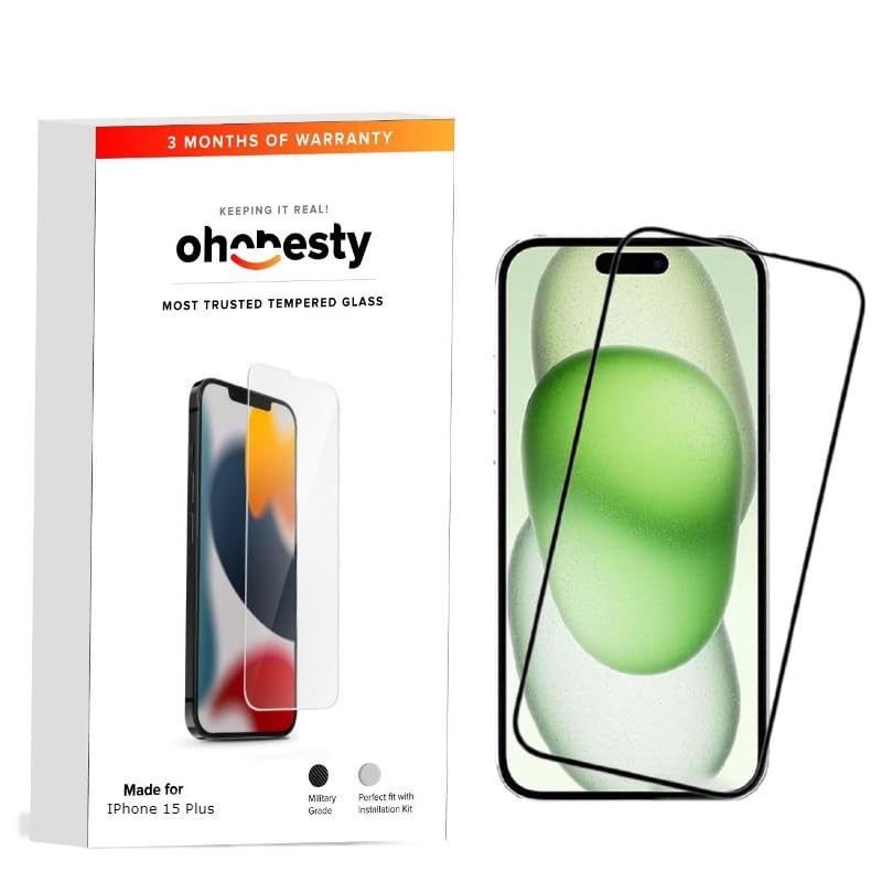 MOTHCA by OHONESTY Military-Grade Tempered Glass Screen Protector Compatible for iPhone 15 Plus with Edge to Edge Coverage and Easy Installation kit (6.7 Inches)