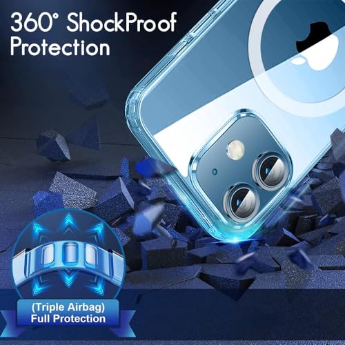 Image of AIBEX Clear Mag-Saf Case for iPhone 12 / iPhone 12 Pro - 1,500 G Strong Magnetic Lock, Crystal-Clear Anti-Yellowing Back | Military-Grade Drop Protection | Camera Guard, Slim & Lightweight - Crystal