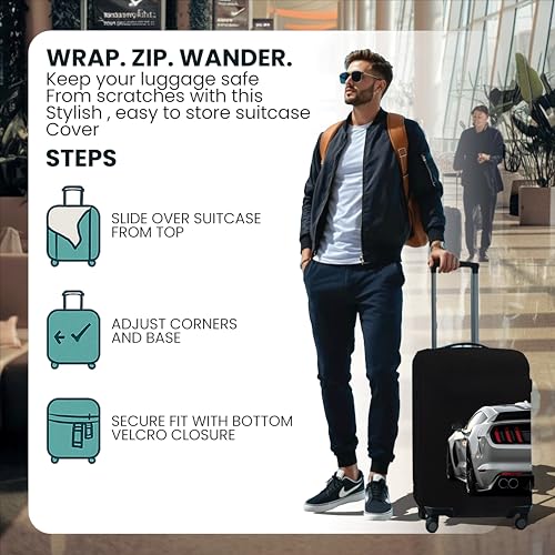 Image of WanderWraps Spendex Polyester Protective Luggage Cover | Hard Luggage Trolley Bag Cover | Washable | Dust Proof | Stretchable | L - 28 inch | StreetBeast