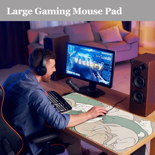 Cat Desk Pad, Teacher Desk Mat for Desktop XXL Large Mouse Pad 31.5×15.7 - image 4
