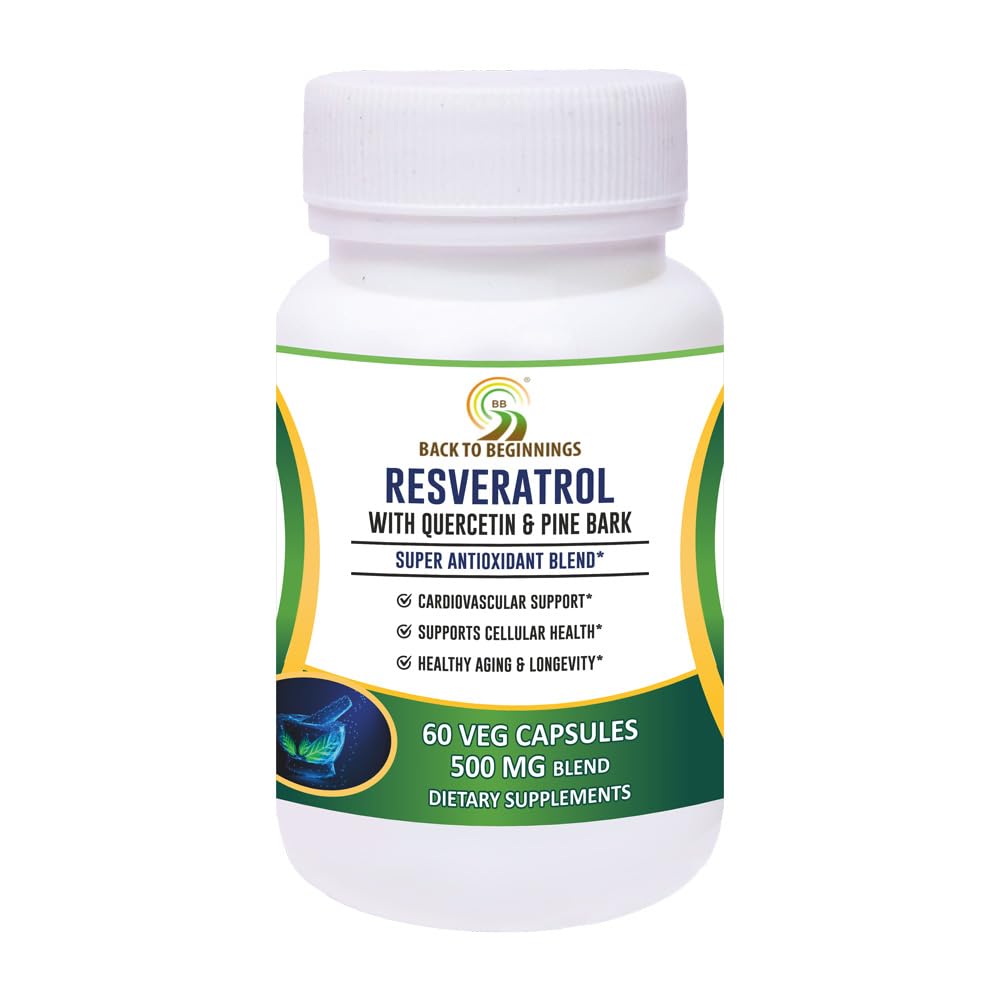 Resveratrol 500 Mg Blend | Super Antioxidant Formula | Anti-Aging & Anti-Inflammatory | Improves Metabolism & Heart Health | 60 Veg Caps