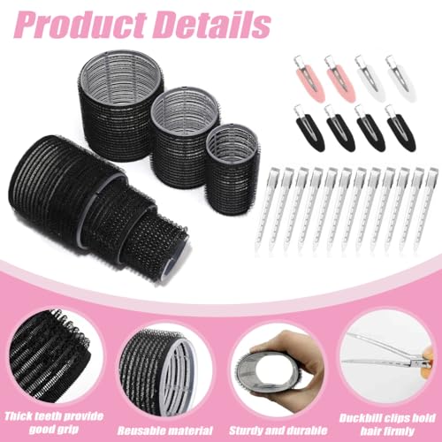 39PCS Hair Curlers Rollers - Self Grip Hair Rollers Set, Hair Tools, Cling Rollers Set, 18 Rollers 12 Duckbill Clips 8 Bang Clips 1 Comb for Short, Medium, Long Hair for Salon DIY Hairdressing - Image 4
