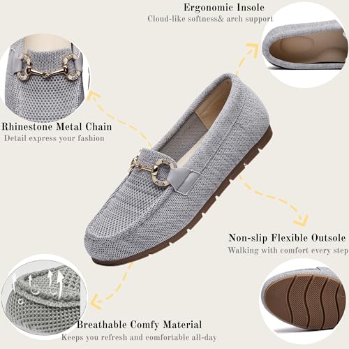 Image of Women's Knit Slip On Loafers - Breathable Mesh Flats with Memory Foam Insole & Arch Support, Non-Slip Comfortable Shoes for Work Office Commute, Driving, Casual Daily Walking (Wide Foot Friendly)