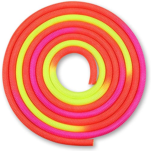 DRUNA Cuerda para Gimnasia Rítmica Ponderada 165g 3 m (Rojo- Amarillo- Rosa)