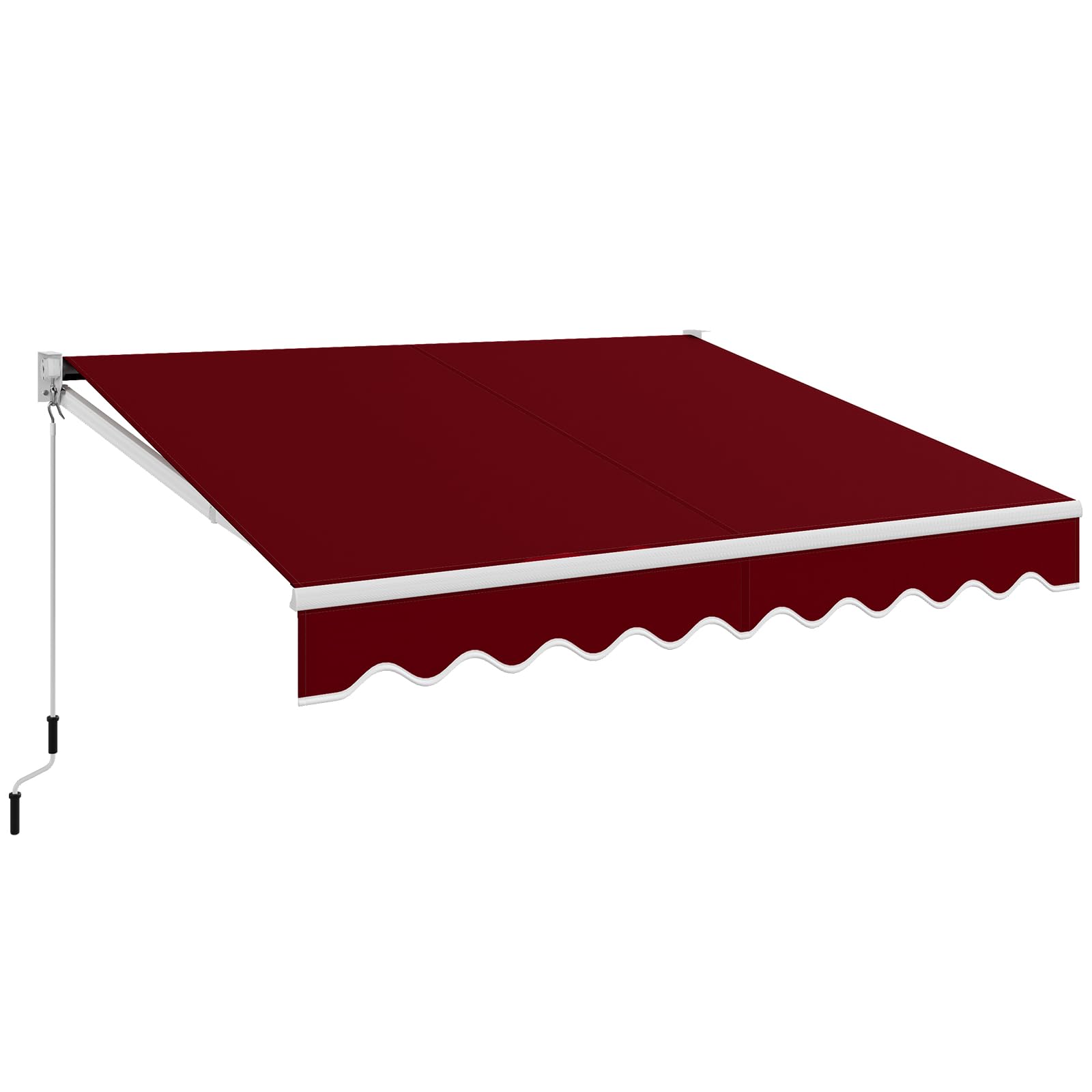 RELAX4LIFE Store Banne Manuel Rétractable avec Manivelle, Auvent Balcon en Polyester Anti-UV, Cadre en Alu, Inclinaison 40°-100°, Store Banne pour Porte, Fenêtre, Terrasse (Bordeaux,295 x 250 CM)