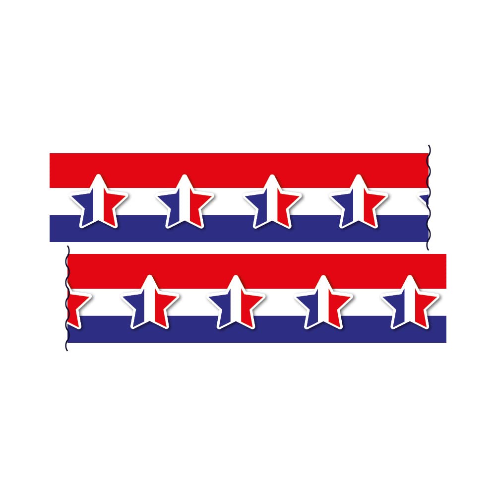 Red, White and Blue Stars French Display Borders Classroom Trimmers, Multicoloured