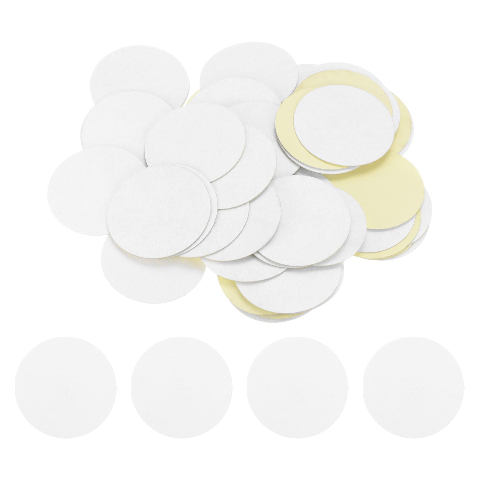 HARFINGTON 100pcs Round Adhesive Felt Circles, 65mm 2.5" Pre Cut Felt Craft Stickers Non-Woven Mini Felt Fabric Circles for DIY Sewing Handcraft Cut Projects Craft Finishing, White
