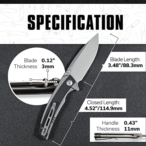 Civivi Teraxe Pocket Knife For Edc, 3.48-In Nitro-V Blade Stainless Steel With G10 Inlay Handle, Folding Knife Nested Frame Lock For Hiking Camping Fishing Work Outdoor (Black) #TOP4