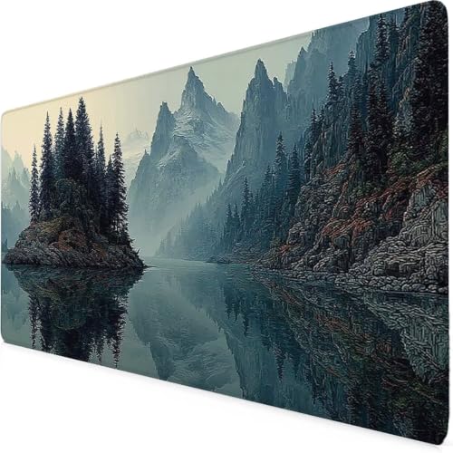 Tapis de souris montagne gris pour bureau d'ordinateur portable et setup minimaliste