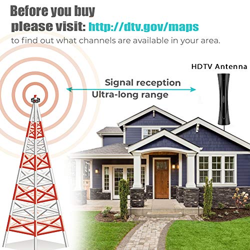 TV Antenna, 2020 Upgrade Indoor Outdoor Antenna Amplified 200+Miles Signal Booster Support 4K 1080P & All TV's Digital HDTV Antenna with Extension Line, 33ft Coax Cable/USB Adapter (Black.) - Thumbnail 2