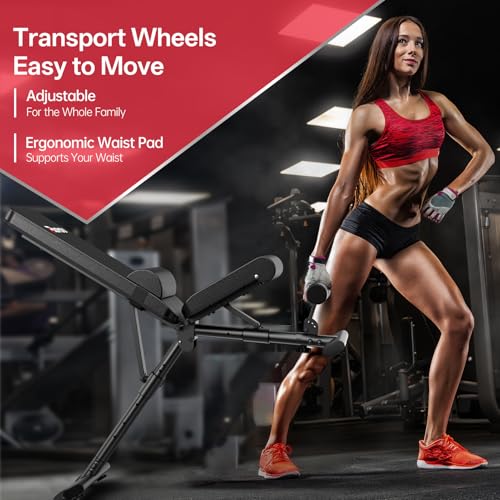Miniatura 9 de Pasyou Banco De Pesas Ajustable Con 90 Grados, Banco De Musculación Plegable, Declinable Inclinable, Entrenamiento Abdominales Capacidad De Peso De 400kg