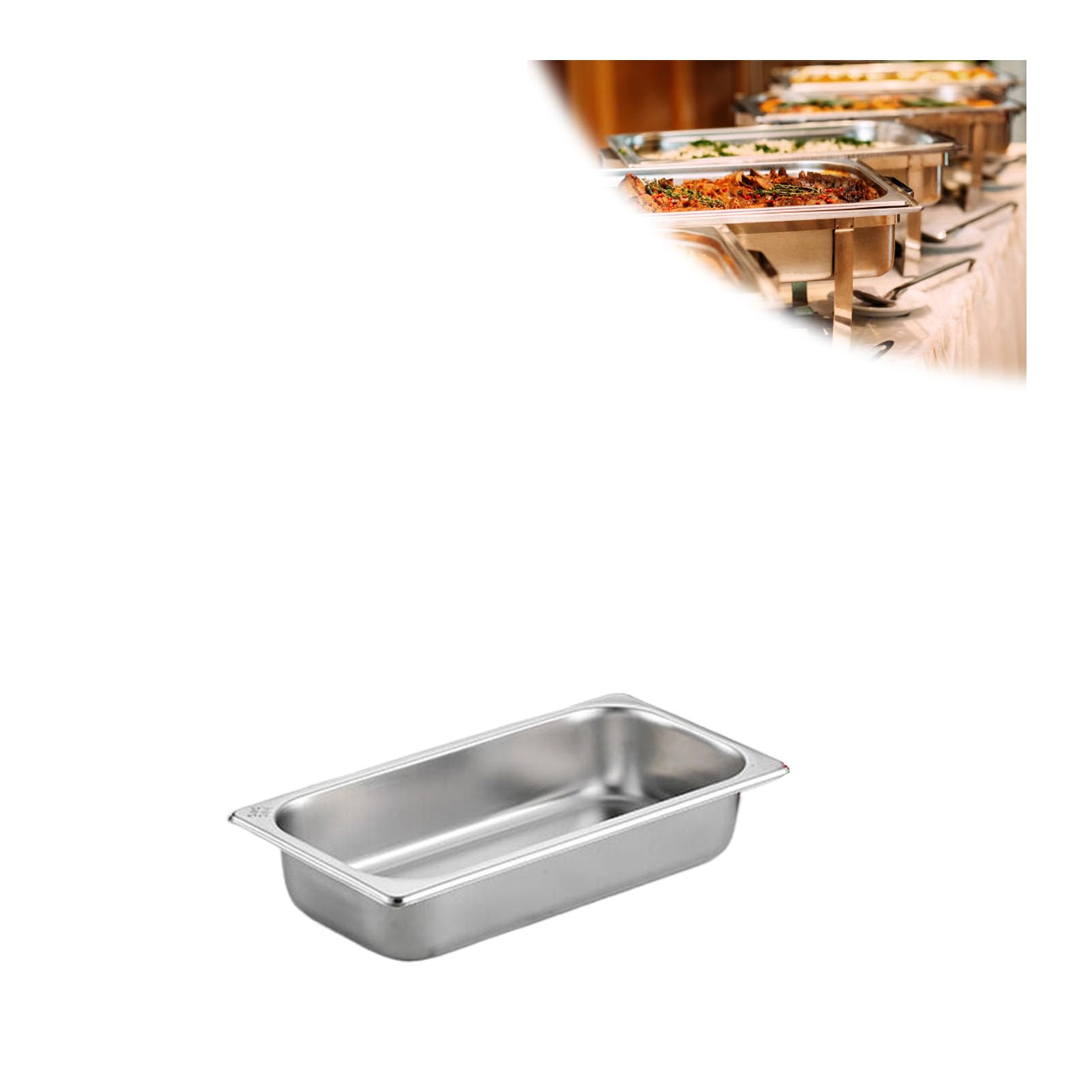 Recipientes para Alimentos Apilable,Contenedor GN Accesorios para Pizza,Rectángulo Acero Inoxidable Contenedor Gastronorm,1/3（32.5 * 17.5cm）,6.5cm