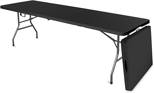 Miniatura 9 de AJP Distributors Mesa plegable portátil de plástico de 6 pies y 72 pulgadas, parte superior resistente con asa de transporte, interior y exterior,