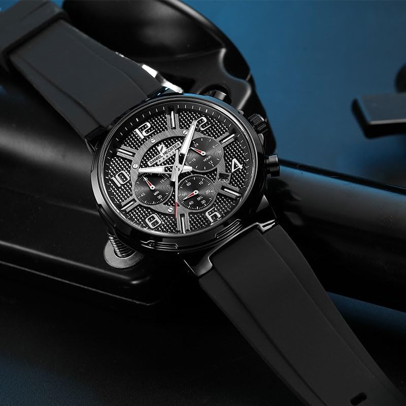 Image of Daniel Hechter Paris Beaubourg Collection Multifunctional Watch for Men with Textured Round Dial and Silicon Strap-DHM1009