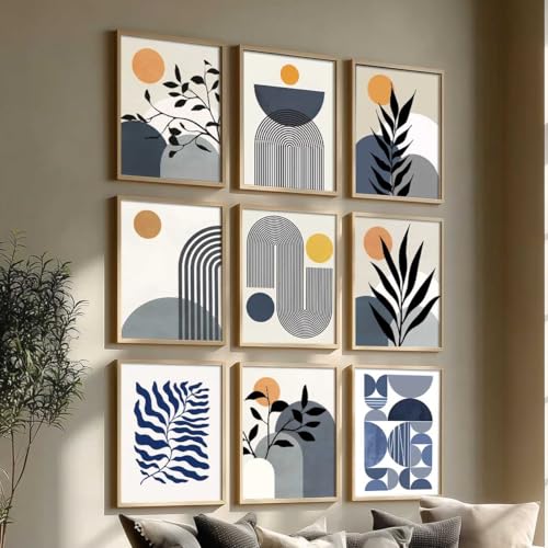 Image of kotart Aesthetic Boho Art Home Decoration Painting | Boho Paintings With Frame For Living Room Bed Room Hotel Wall Decor Digital Reprint Set of 9 (13X17 inch)