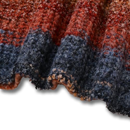 Cropped Turtleneck Sweater, Striped Pattern, Long Sleeve, Navy Blue and Rust Orange3