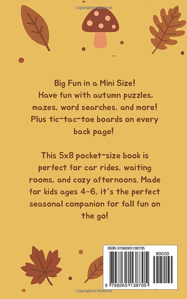 Fall Fun Mini Activity Book: Travel Size 5x8 Fun for Ages 4-6 — Coloring, Mazes, Puzzles, & Tic-Tac-Toe Boards image 3