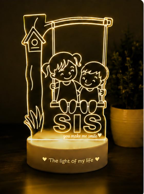 Image of by Pepperfry Raksha Bandhan Gift for Sister | Rakhi Gift for Behen | Decorative Multicolor LED Lamp | Energy Efficient Light for Bedroom Home Office Study Room