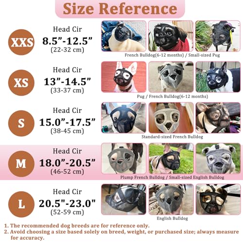 Image of Mayerzon Short Snout Dog Muzzle for French Bulldog with Full Pant Design to Prevent Eating Biting, Soft Mesh Dog Muzzle for Shih Tzu Pug English Bulldog for Grooming Walking, Allow to Drink and Feed