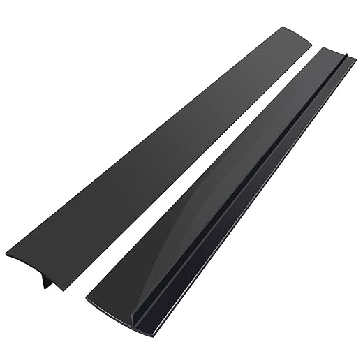 Silicone Stove Counter Gap Cover (2 Pack, 25in, Black), Non-Adhesive Heat Resistant Kitchen Stove Gap Filler, Easy Clean Silicone Gap Guard Seals Spills Between Counter & Stove