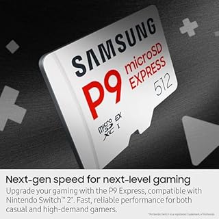 Samsung P9 Express microSD Express Card, 256GB microSDXC Memory Card, Up to 800 MB/s, for Nintendo-Switch ™ 2, (MB MK256T/AM)