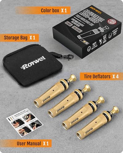 Image of Pro-Calibrated Tire Deflator kit 10-30PSI(4PCS) ±2 PSI High Accuracy, CNC-Machined Brass, Air Down Tire Deflators for Off-Road, SUV, Truck