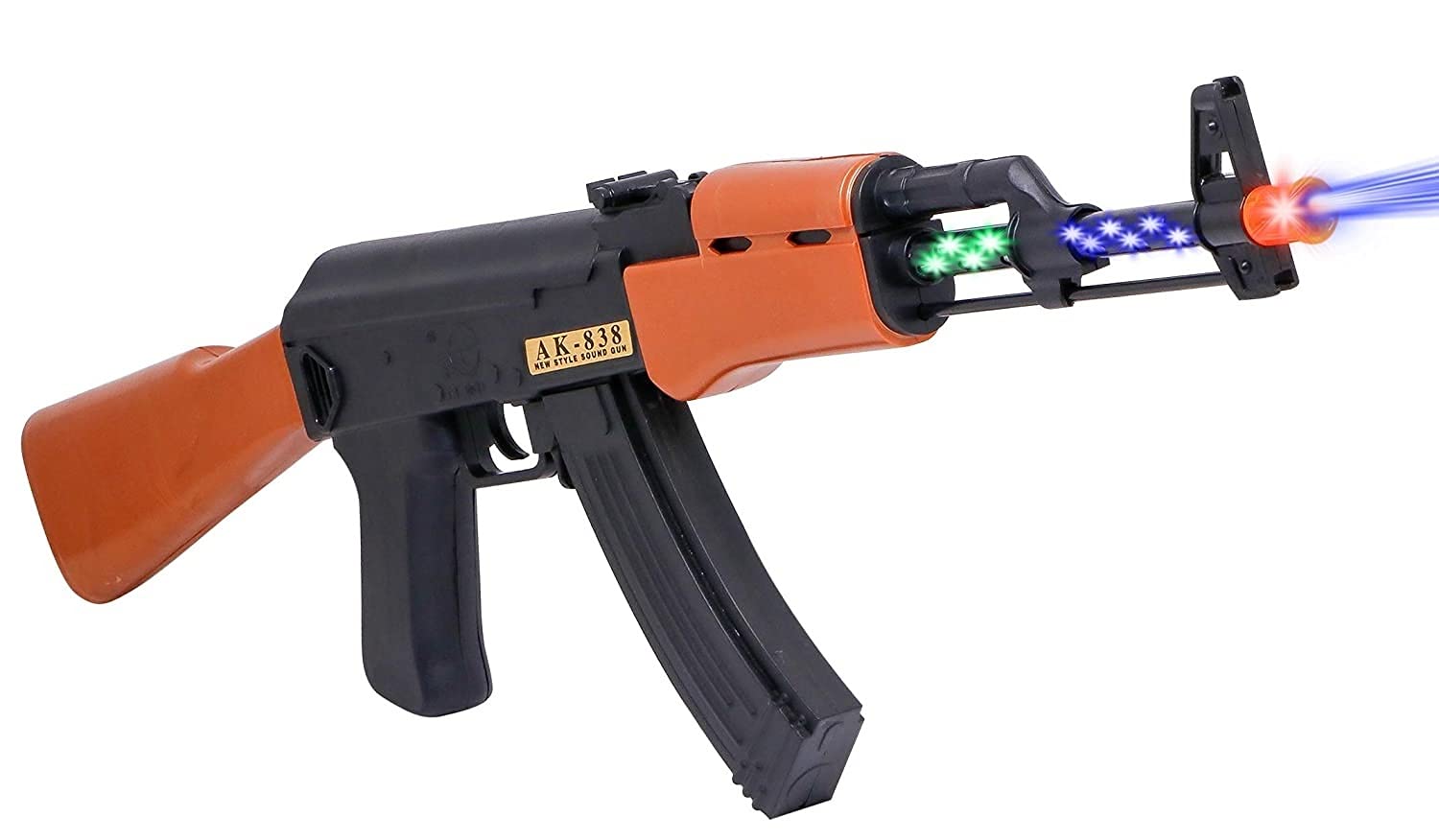 AGAS Musical Toy Gun with Flashing Lights, Pretend Play Gun Toy with Vibrating Body Guns & Darts, No Bullets Required. (AKM)