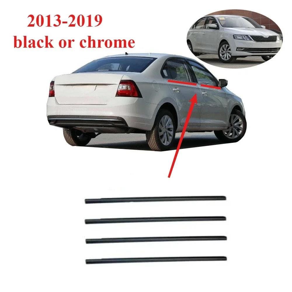 Striscia Tenuta Portiera 4 Pezzi Gomma Finestrini Esterni Auto Per Skoda Per Rapid 2013-2019 Protezione In Vetro Decorazione Striscia Meteorologica Guarnizioni(Chrome)