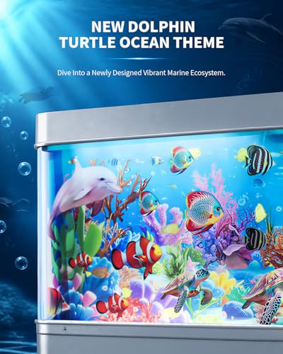 Image of Frutiger Aero Fish Lamp, Artificial Tropical Aquarium (Dolphin Theme), Fake Fish Tank Desktop Decor, 100% QC Passed Moving Ocean Lamp (No-Water, 110V) for Office Stress Relief & Retro Gift