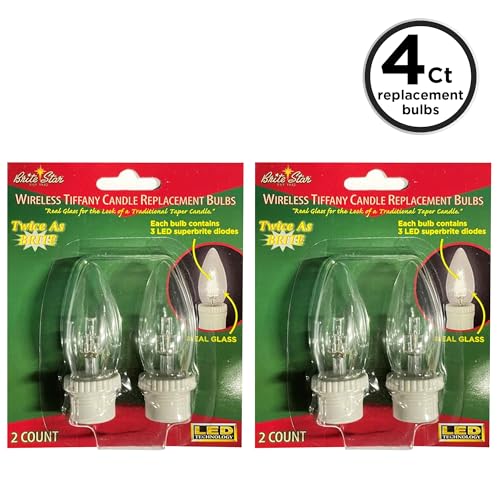 Image of Brite Star Tiffany Replacement Bulb - 4 Count Flameless Candles with Timer- Perfect for Home Decor, Warm White