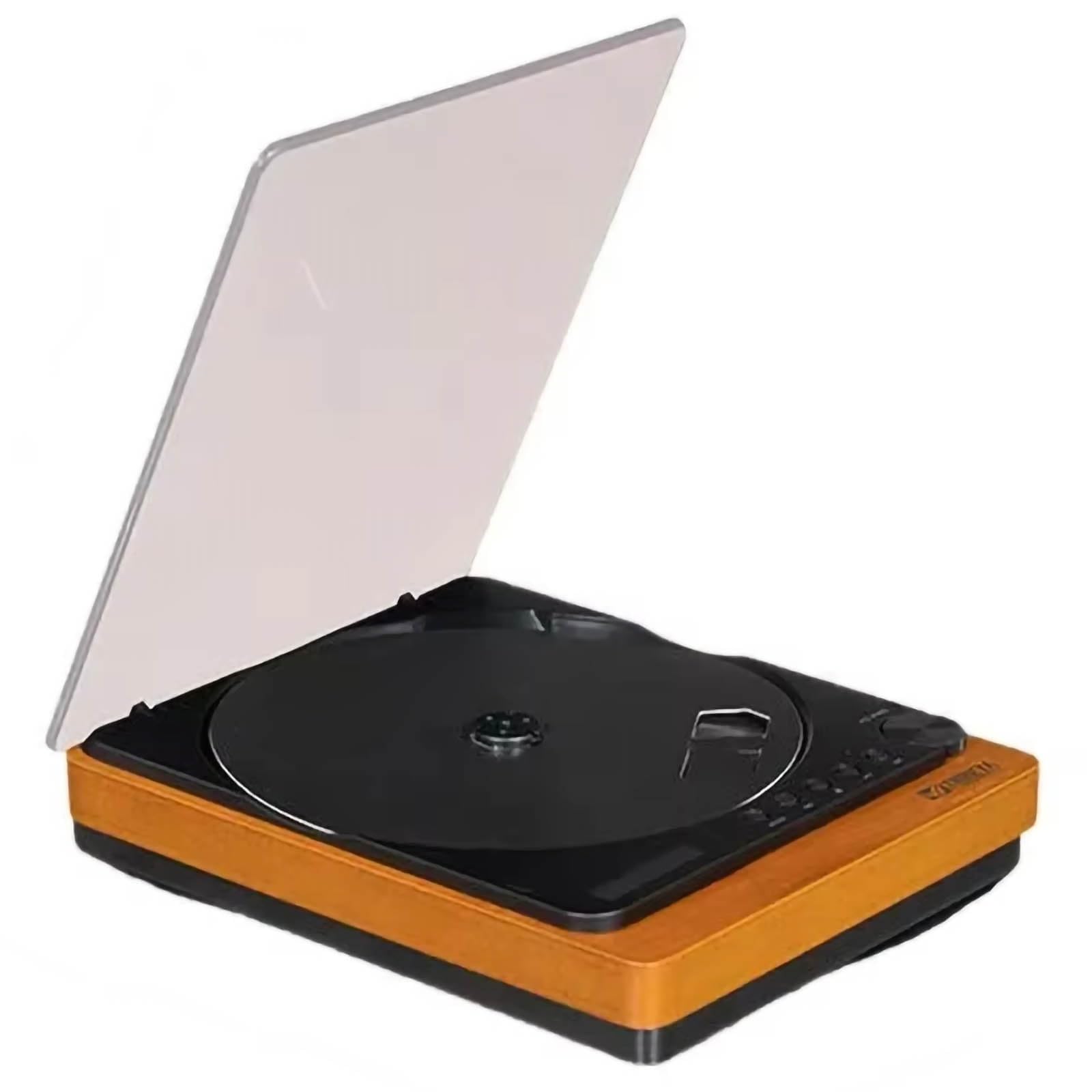 Mini lettore CD vintage, Bluetooth 5.1 con cavo in fibra ottica da 1,5 m, ripping da CD a USB, uscita digitale ottica, jack AUX da 3,5 mm, telecomando, USO AUTO DOMESTICO