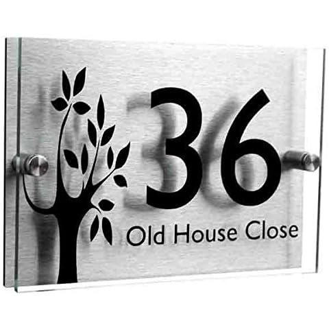 Designer 2 part acrylic house number sign (SMALL TREE) Cover
