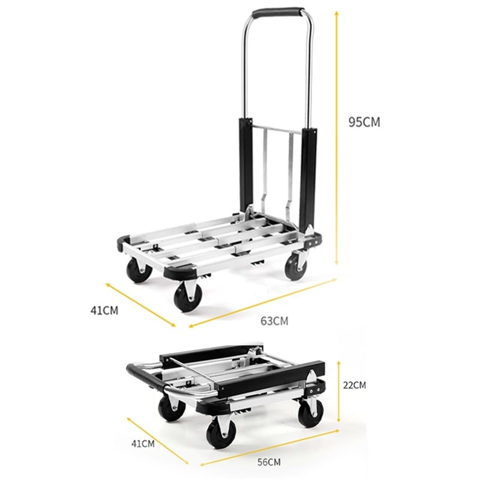 Carritos, Carrito de Plataforma Móvil Camión de Mano Plegable con Palancacópica Carrito de Plataforma